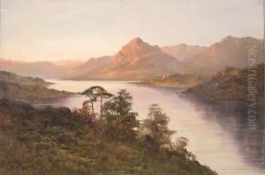 A Loch In Scotland At Sunset
