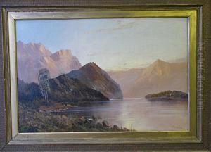 Depicting Loch Through Mountains by Frank E. Jamieson
