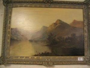 A View Of Loch Goil At Sunset With A Cottageamongst Trees In The Foreground by Frank E. Jamieson
