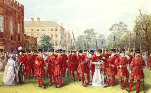 The Parade Of The Yeomen Of The Guard At Clarence House by Nicholas Chevalier