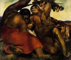 Family Under A Pear Tree With Two Nudes In The Background