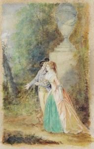 Zugeschrieben - Elegantes Liebespaar, Im Park Spazierend Zugeschrieben - Elegantes Liebespaar, Im Park Spazierend
