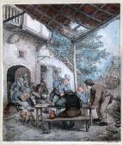 2 Blatt Farbaquatinta Auf Festem Butten Von J.-f