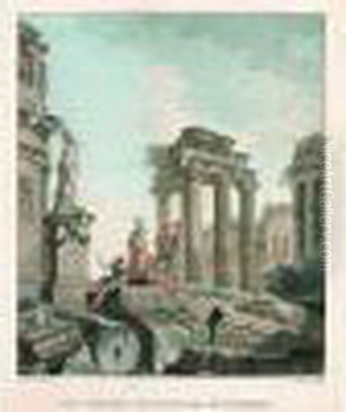 Vestiges D'un Temple De La Grece
 - Les Restes D'un Palais Egyptien. Deux Pendants D'apres J.p.pannini. 
(inv. Fonds Francais 243) Sujet : 290 X 245. - view 1
