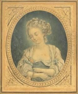 In The Manner Of. Young Lady With A Basket Of Fruit by Jean-Francois Janinet