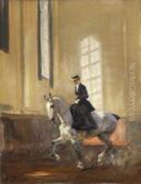 Dame Zu Pferd In Der
Reithalle - view 1