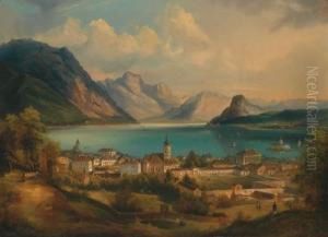 Blick Auf Gmunden by J. Wilhelm Jankowski