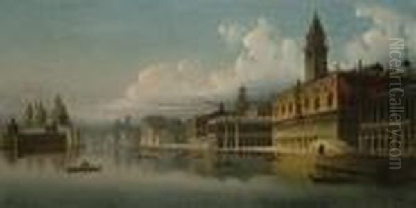 The Doges Palace, Venice, The Grand Canal Beyond - view 1