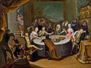 Frohliche Gesellschaft In Prunkvollem Interieur by Frans Christoph Janneck