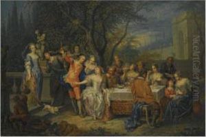 A Palace Garden With Elegant Figures Feasting And Making Merry A Palace Garden With Elegant Figures Feasting And Making Merry