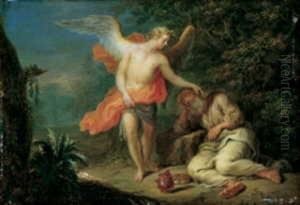 Zwei Alttestamentarische Szenen.
 1. Der Engel Erscheint Dem Schlafenden Elias. 2. Tobias Und Der Engel.