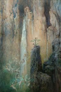 Fairies Dancing By A Waterfall by Georg Janny