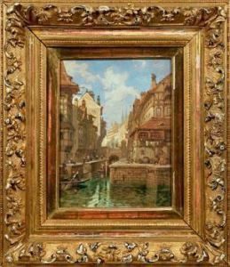 Osterreichische Stadtansicht Mit Pittoresken Hausern Am Fluss