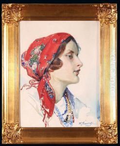Portret Kobiety W Chuscie, 1927 R.