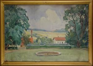 Krajobraz Z Fontanna, 1921 R. by Stanislaw Janowski