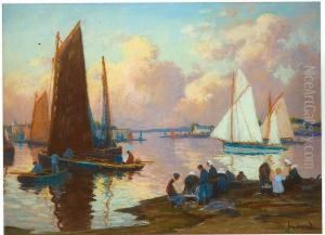 Bateaux De Peche Dans Le Port De Concarneau by Mathurin Janssaud