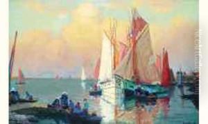 < Les Thoniers Dans Le Port De Concarneau >. < Les Thoniers Dans Le Port De Concarneau >.