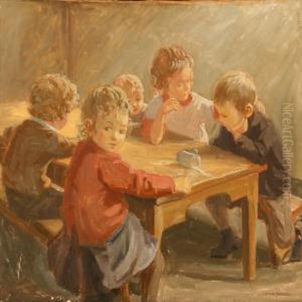 Five Children Around A Table - view 1