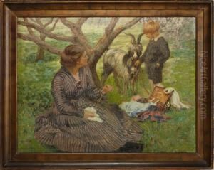 Mor Och Barn I Sommarlandskap by Luplau Janssen