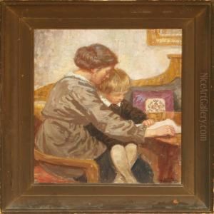 Interior With Mother And Child by Luplau Janssen