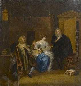 An Elegant Musical Company In An Interior by Hieronymus Janssens