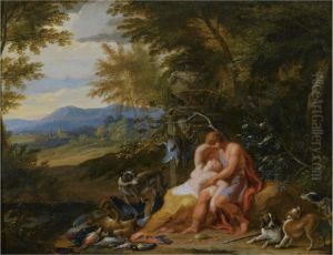 Venus And Adonis by Victor Honore Janssens