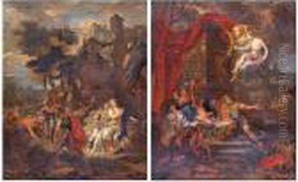 Aeneas Pulling Up The Myrtle
That Reveals The Ghost Of Polydorus (aeneid, Book Iii), Aeneas Wounded
In The Leg Healed With Magic Herbs By Venus (aeneid, Book Xii): A Pair
Of Paintings - view 1