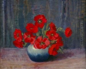 Anemone In Blue Vase