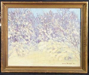 ''winter Scene'', Oil/canvas. Framed by Alfred Jansson