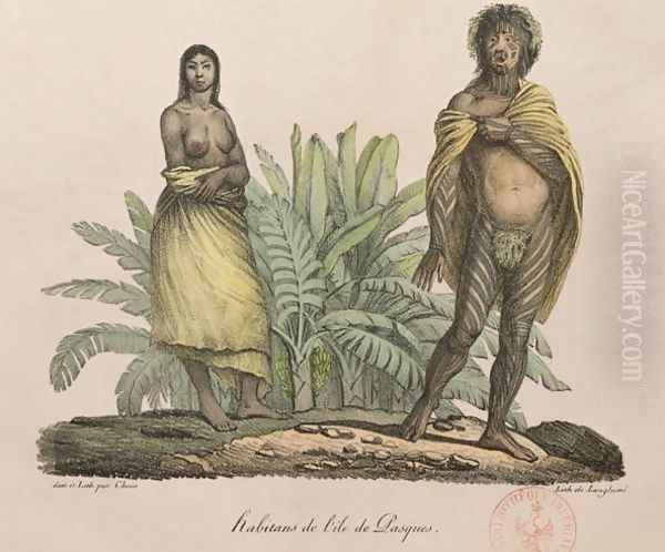 Inhabitants of Easter Island, from 'Voyage Pittoresque Autour du Monde', 1822 - view 1
