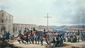 Ritual dance of the natives of California, at the Mission of San Francisco, from 'Voyage Pittoresque Autour du Monde' by Ludwig (Louis) Choris