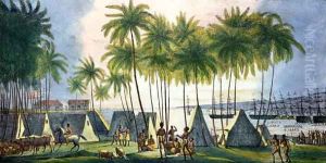 Port of Hanarourou in the Sandwich Islands, from 'Voyage Pittoresque autour du Monde', 1822 by Ludwig (Louis) Choris