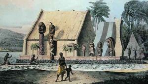 King's Temple in the Bay of Tiritatea, from 'Voyage Pittoresque Autour du Monde', 1822 by Ludwig (Louis) Choris
