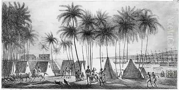 Port of Hanarourou in the Sandwich Islands, from 'Voyage Pittoresque autour du Monde', 1822 2 - view 1