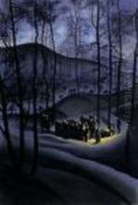 Scene In The Bleak Forest By Moonlight