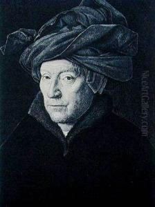 Portret Mezczyzny W Zawoju, 1901, Wg Jana Van Eycka by Feliks Stanislaw Jasinski