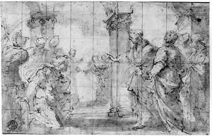 Christ and the Centurion Design for a lunette by Valerio Castello