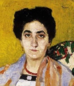 Woman In A Scarf Sitting In An Armchair