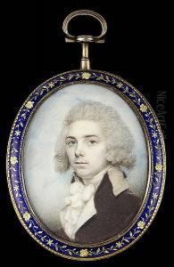 A Gentleman, Wearing Brown Coat 
With Buff Coloured Collar, White Waistcoat And Frilled Cravat, His Hair 
Powdered