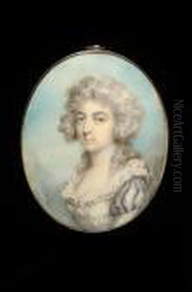A Lady Of The Sancroft Holmes 
Family Of Gawdy Hall, Norfolk, Wearing A White Dress Trimmed With 
Pearls, Her Hair Powdered - view 1