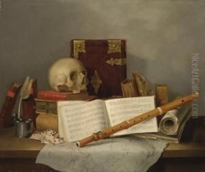 A Vanitas Still Life With A Lute by Nicolas Henry Jeaurat De Bertry