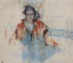Portrait D'une Dame Au Collier Bleu by Marcel Jefferys