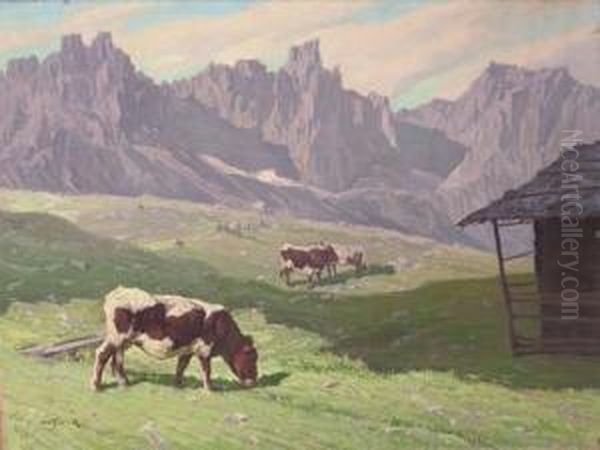 Cows Grazing In A Mountanious Landscape - view 1