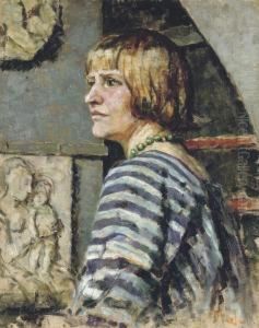Woman In A Striped Blouse by Mainie Harriet Jellett
