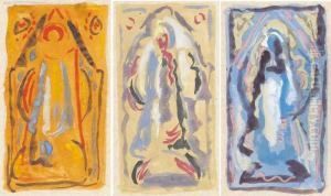 Three Studies For The Madonna Enthroned by Mainie Harriet Jellett