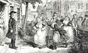 Gideon Gray addressing the Middlemas Wives by George Cruikshank I