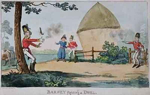 Barney fighting a duel - view 1