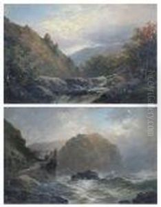 A Moorland River Landscape, And Another Acoastal Scene, Possibly Devon by George Henry Jenkins