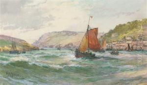 Fishing Trawlers Running Into Salcombe Harbour, Devon by George Henry Jenkins
