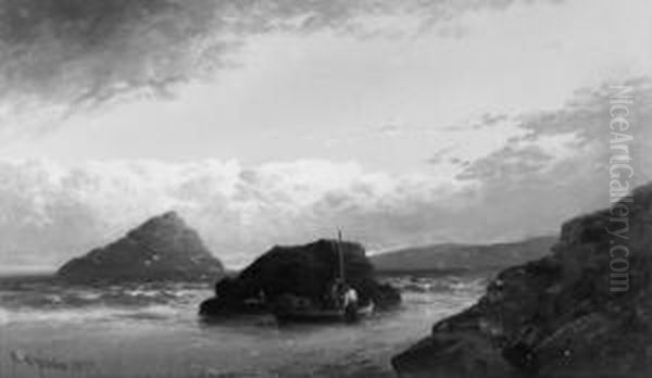 A Fishing Boat Beached At Dusk - view 1